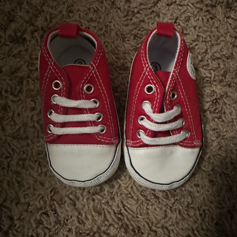 Red Pair of Baby Crib Shoes
